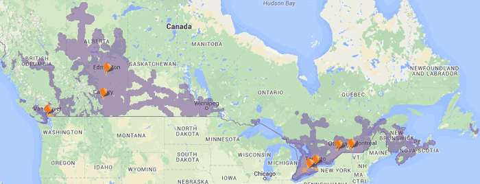Couverture réseau de Chatr