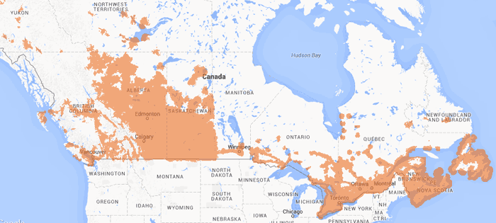 Couverture réseau de Public Mobile